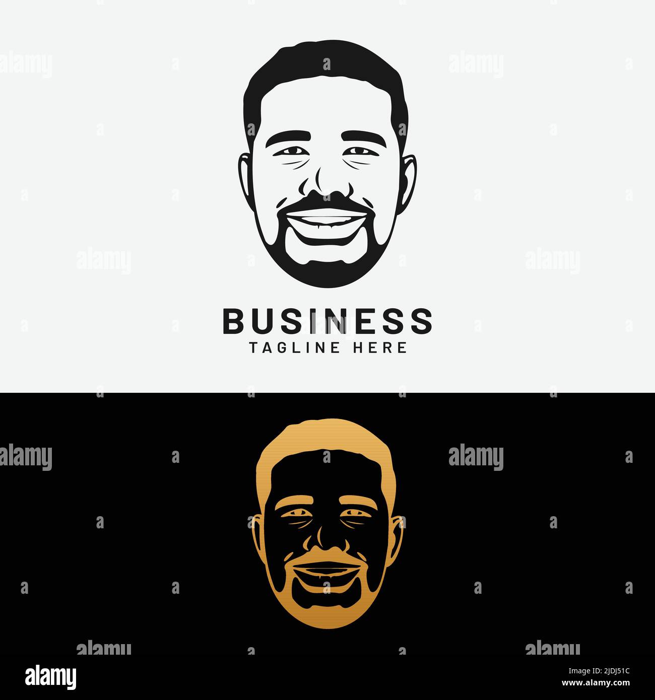 Smile Man Head Logo Design Template. Suitable for General Sports Fitness Finance Construction Company Business Corporate Shop Apparel in Simple Modern Stock Vector