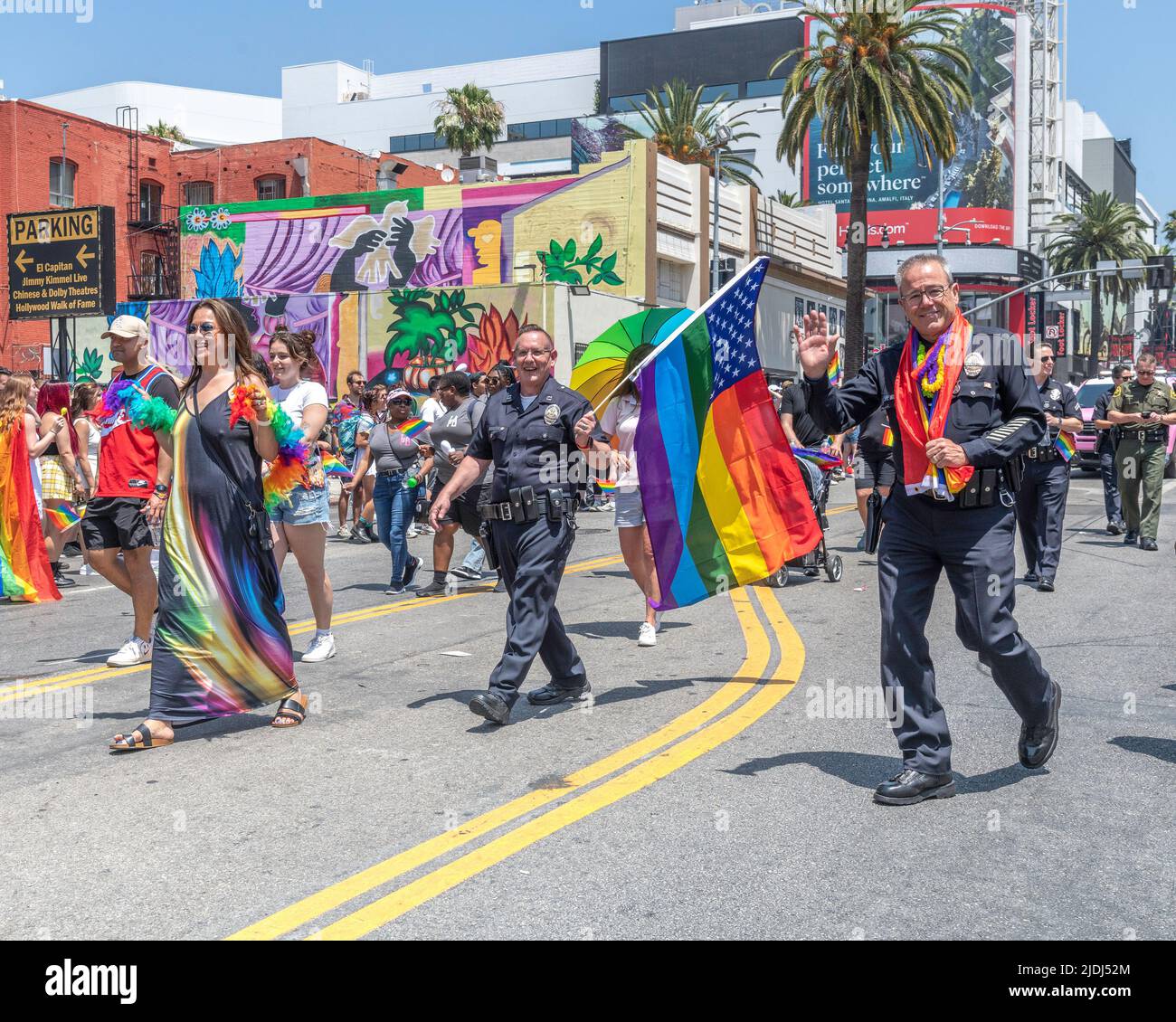 Los Angeles, CA, USA – June 12, 2022: Los Angeles Police Department’s Chief of Police Michael Moore marches in the LA Pride Parade in Los Angeles, CA. Stock Photo