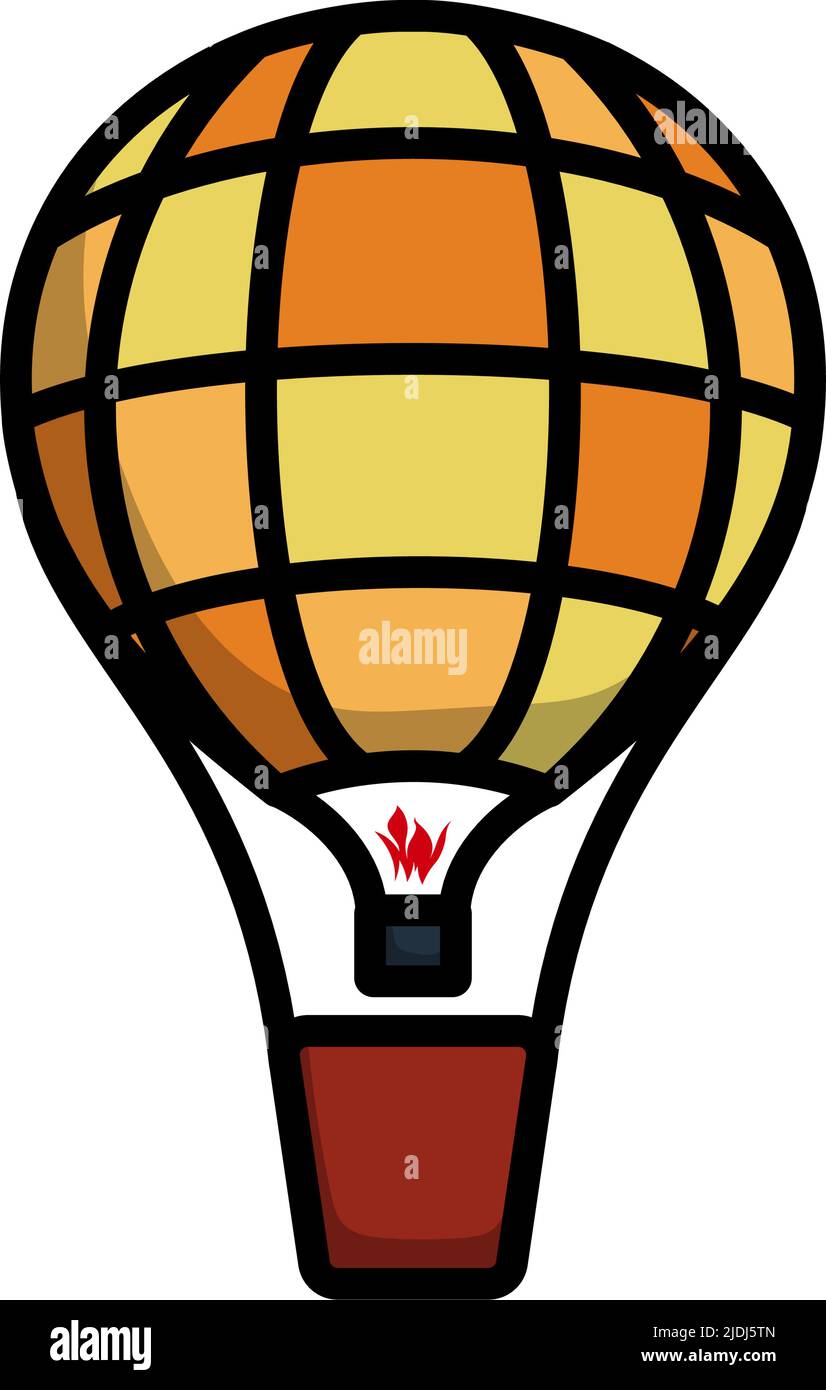 Icon Of Hot Air Balloon. Editable Bold Outline With Color Fill Design. Vector Illustration. Stock Vector