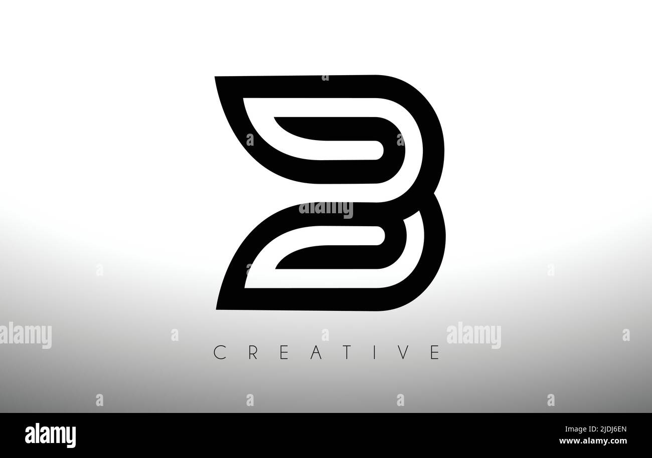 B Letter Logo with Swoosh Creative Lines and Monogram Look Vector ...