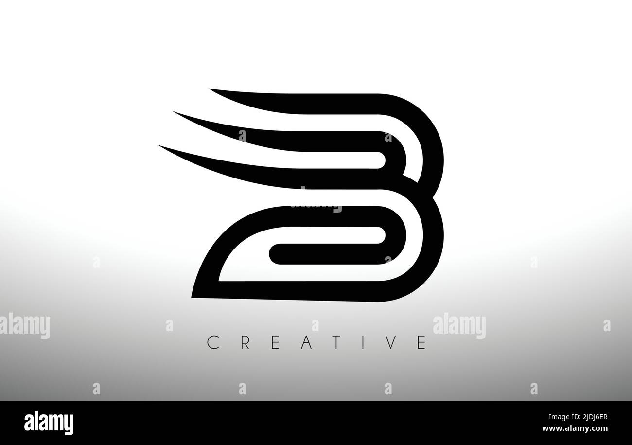B Letter Logo with Swoosh Creative Lines and Monogram Look Vector ...