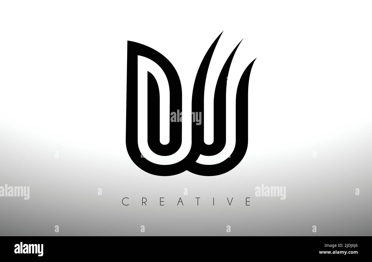 W Letter Logo with Swoosh Creative Lines and Monogram Look Vector ...
