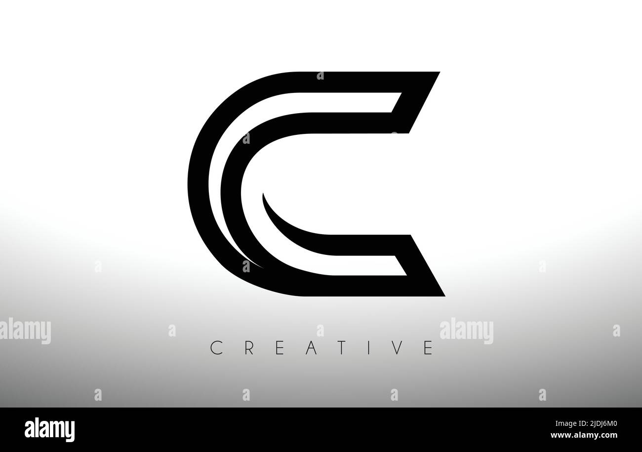 C Letter Logo with Swoosh Creative Lines and Monogram Look Vector ...