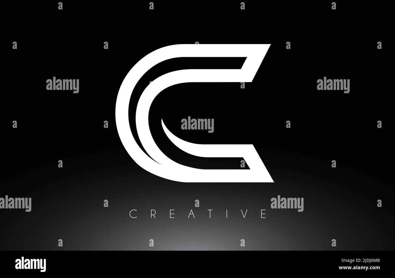 C Letter Logo with Swoosh Creative Lines and Monogram Look Vector ...