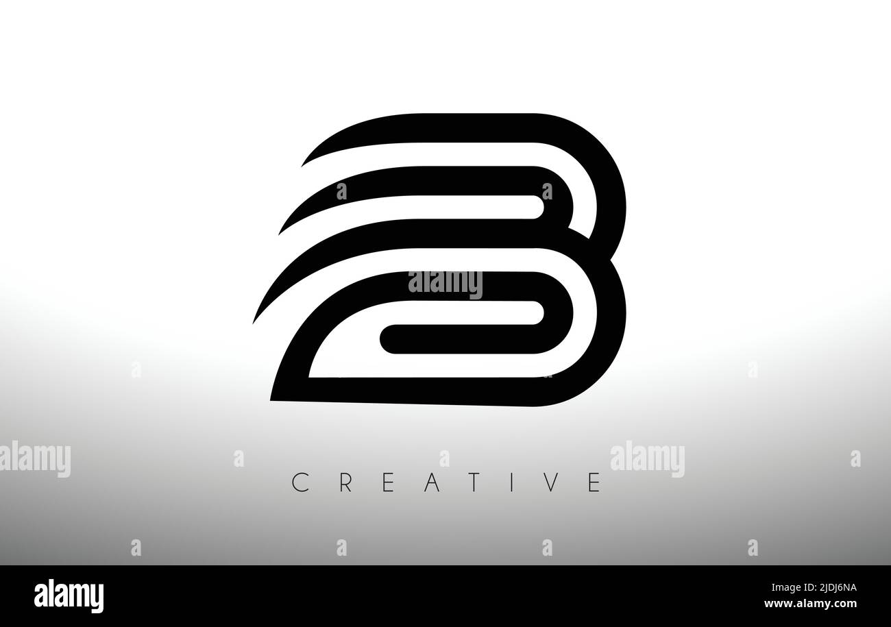 B Letter Logo with Swoosh Creative Lines and Monogram Look Vector ...