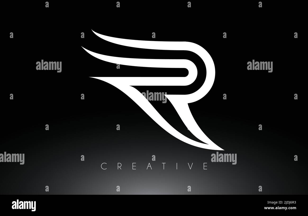 R Letter Logo with Swoosh Creative Lines and Monogram Look Vector ...