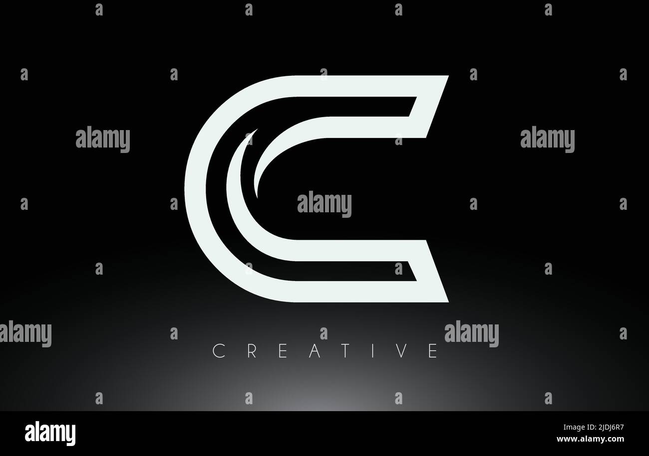 C Letter Logo with Swoosh Creative Lines and Monogram Look Vector ...