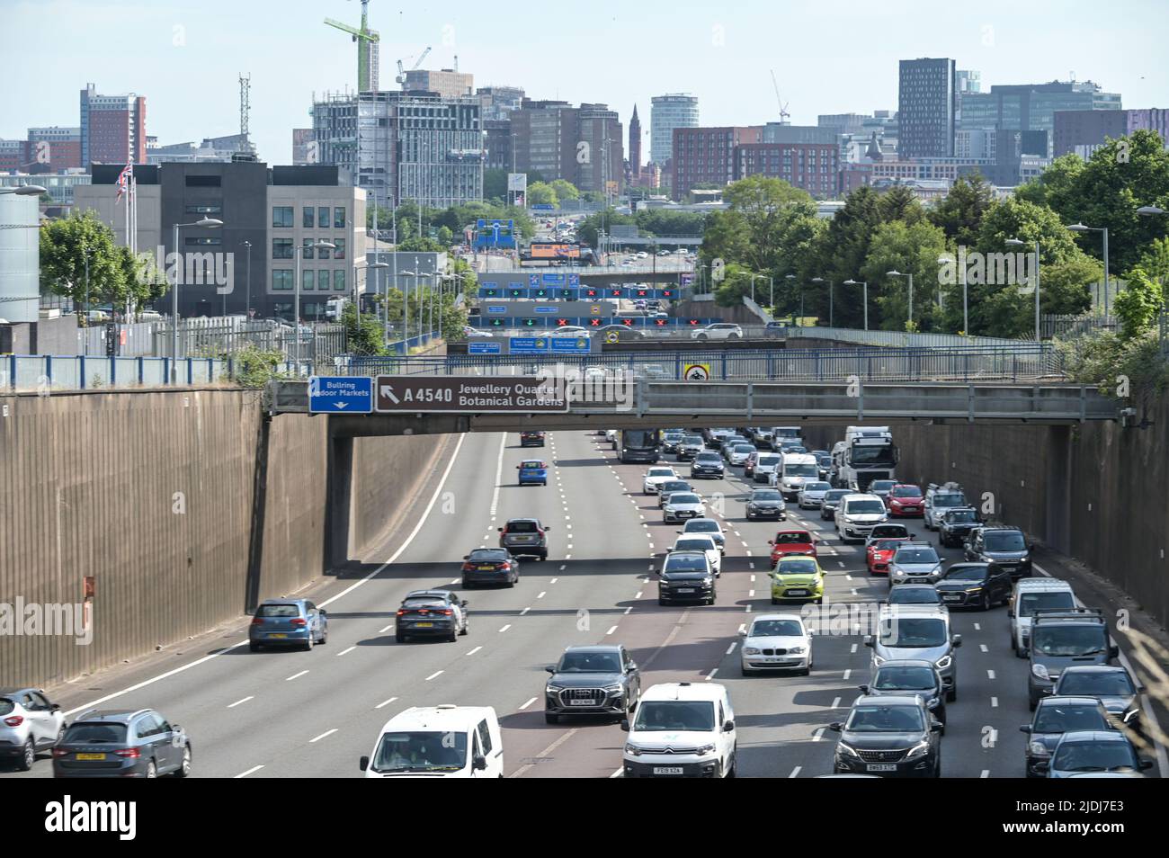 A38M Aston Expressway, Birmingham, England, June 21st 2022. Commuters ...