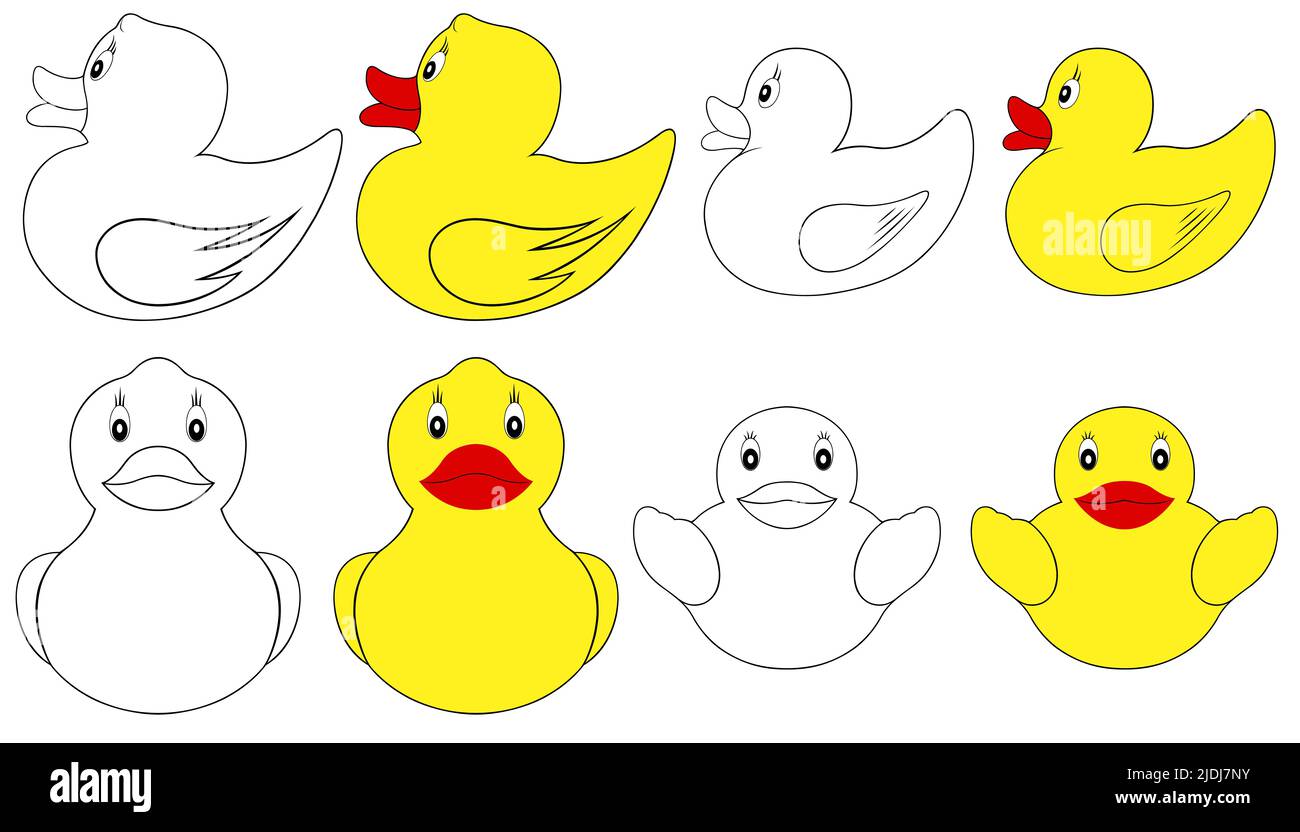 Illustration of different rubber ducks isolated on white Stock Photo Alamy