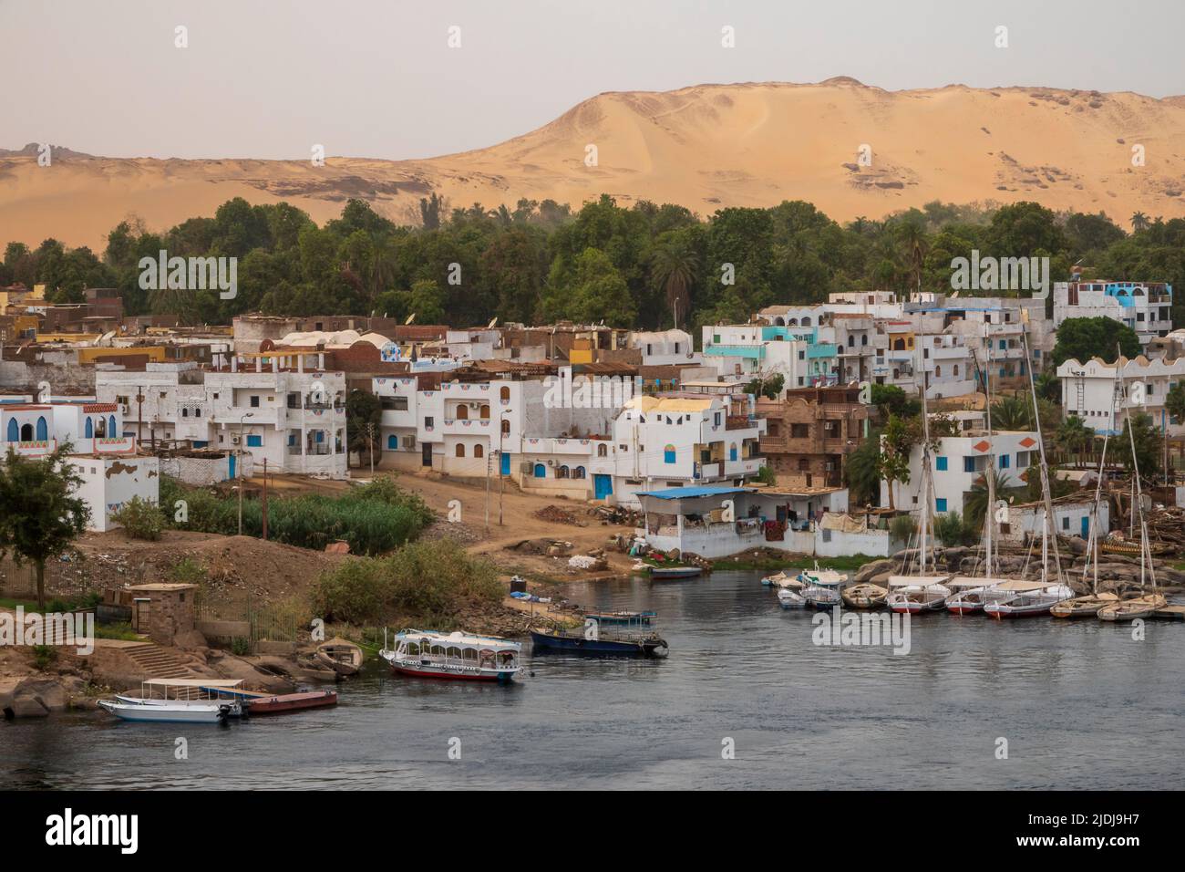 Nubian Village on the River Nile at Aswan, Egypt Stock Photo