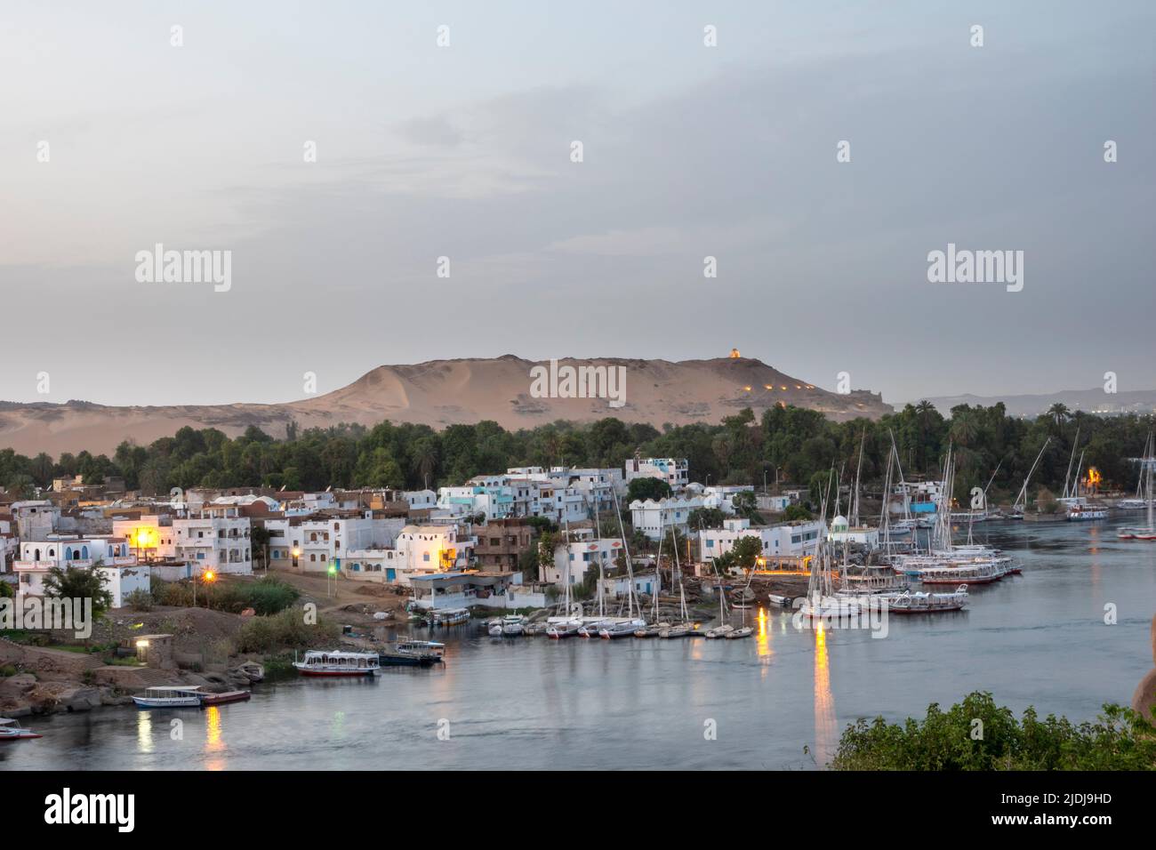 Nubian Village on the River Nile at Aswan, Egypt Stock Photo