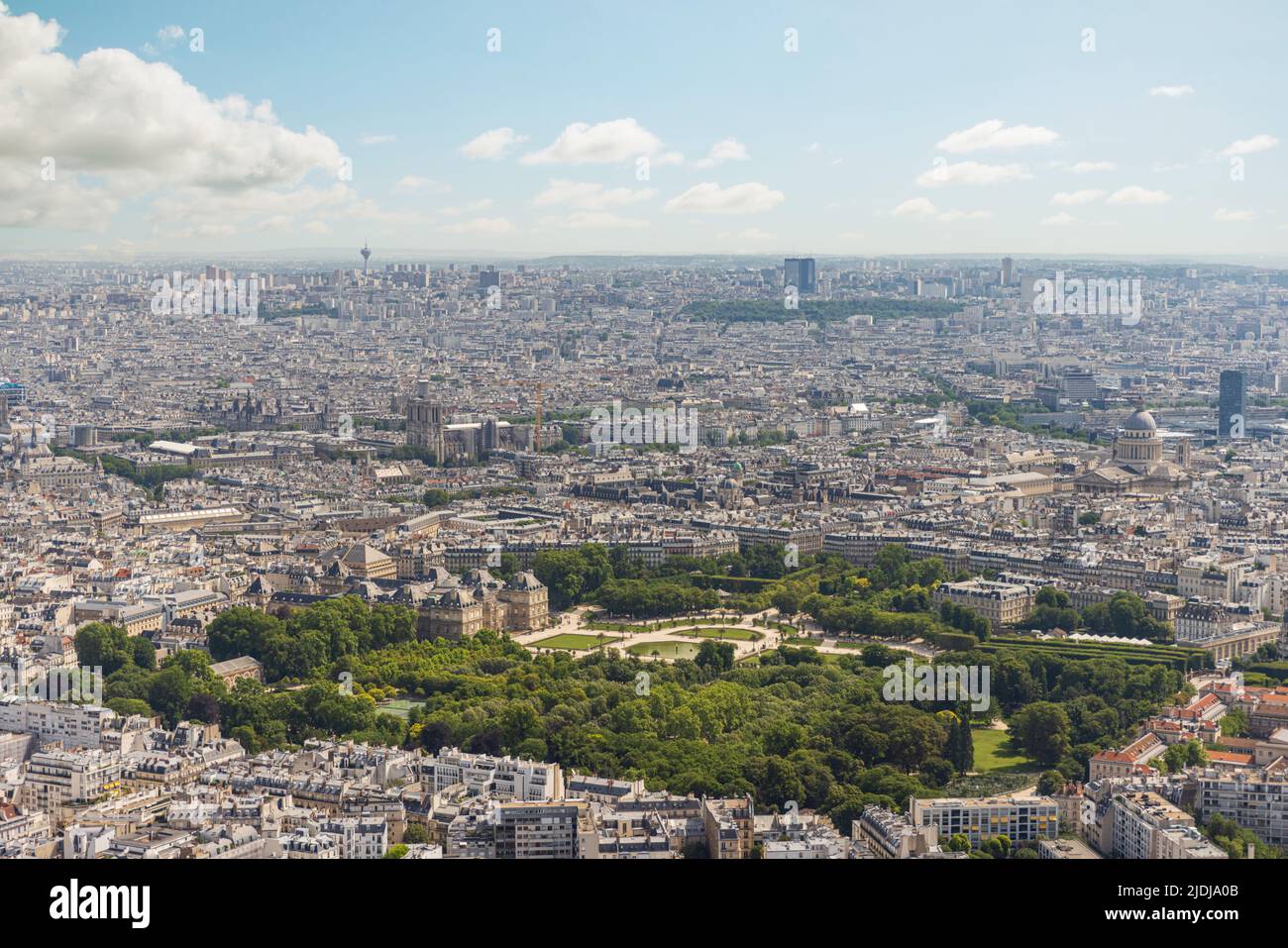 Aerial view of Jardin du Luxembourg and Luxembourg Palace Stock Photo