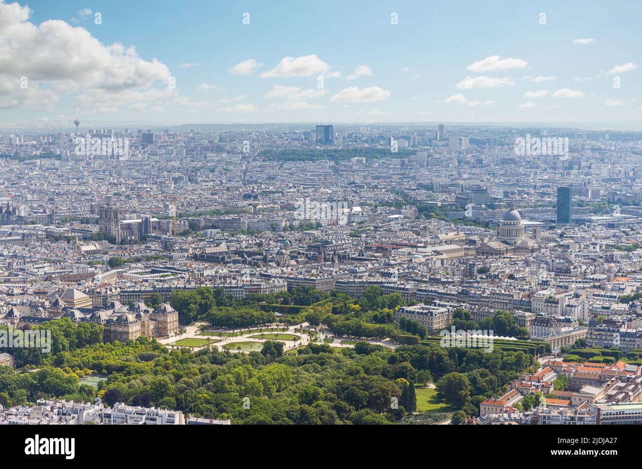 Aerial view of Jardin du Luxembourg and Luxembourg Palace Stock Photo