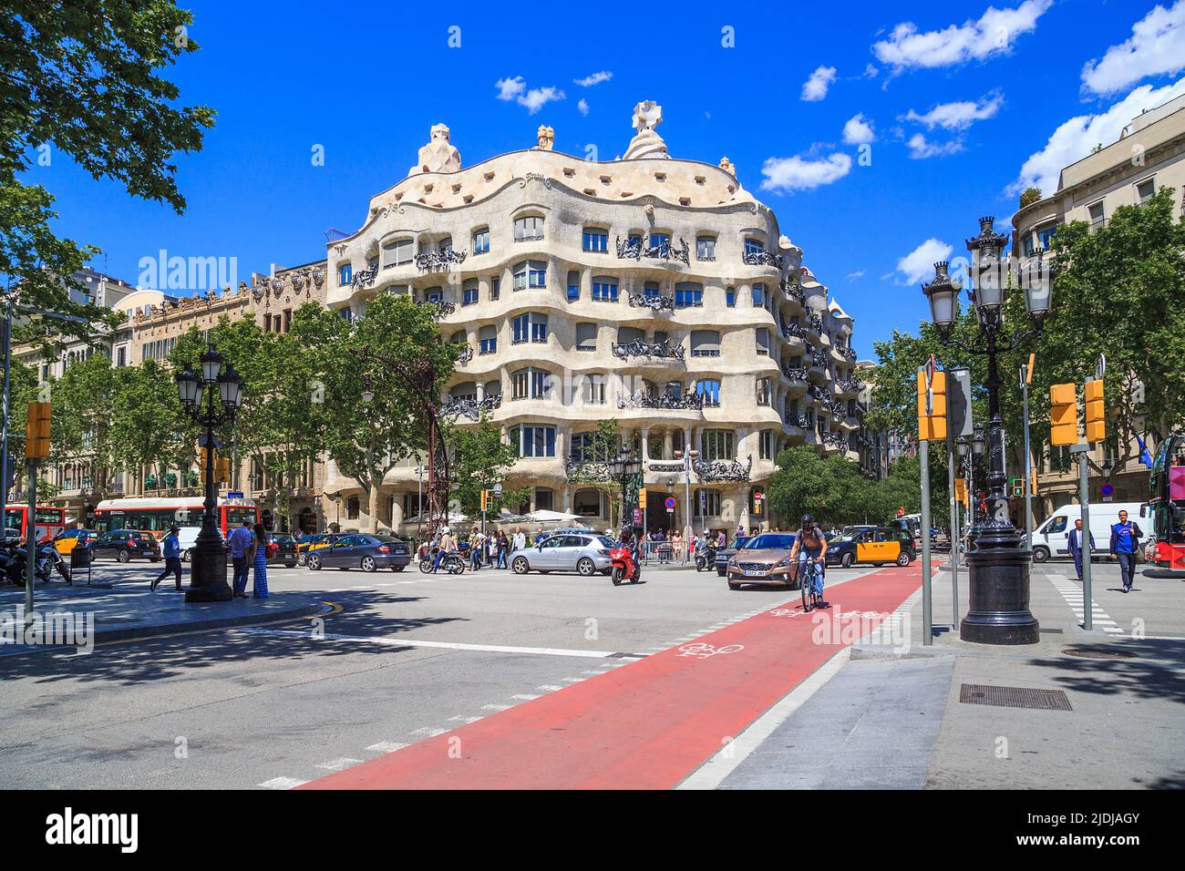 BARSELONA, SPAIN - MAY 12, 2017: Casa Mila is one of the masterpieces of the modernist era on avenue Pasec de Gracia. Stock Photo