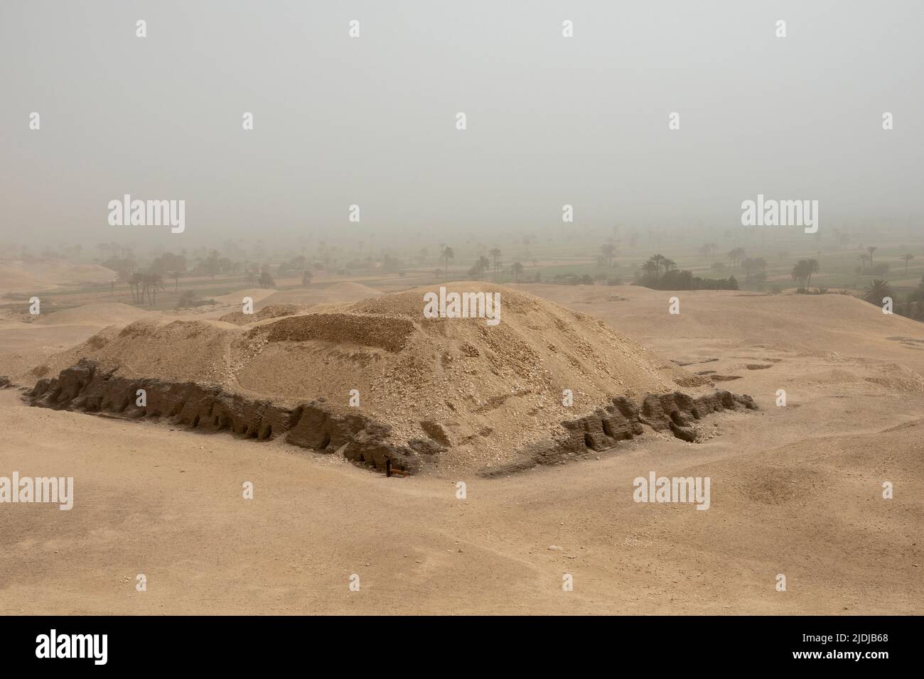 Mastaba 17 as seen from Meidum Pyramid. Egypt Stock Photo