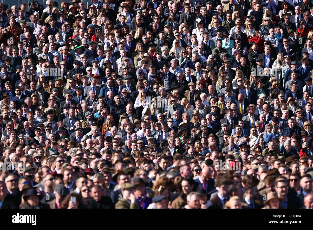 The crowd watch the racing from the Grandstand during the 2022 ...