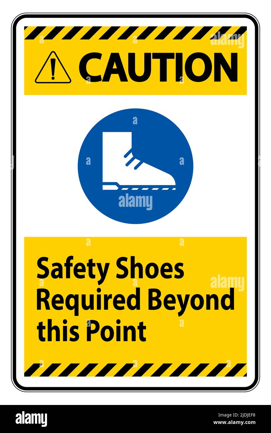 Caution Sign Safety Shoes Required Beyond This Point Stock Vector Image