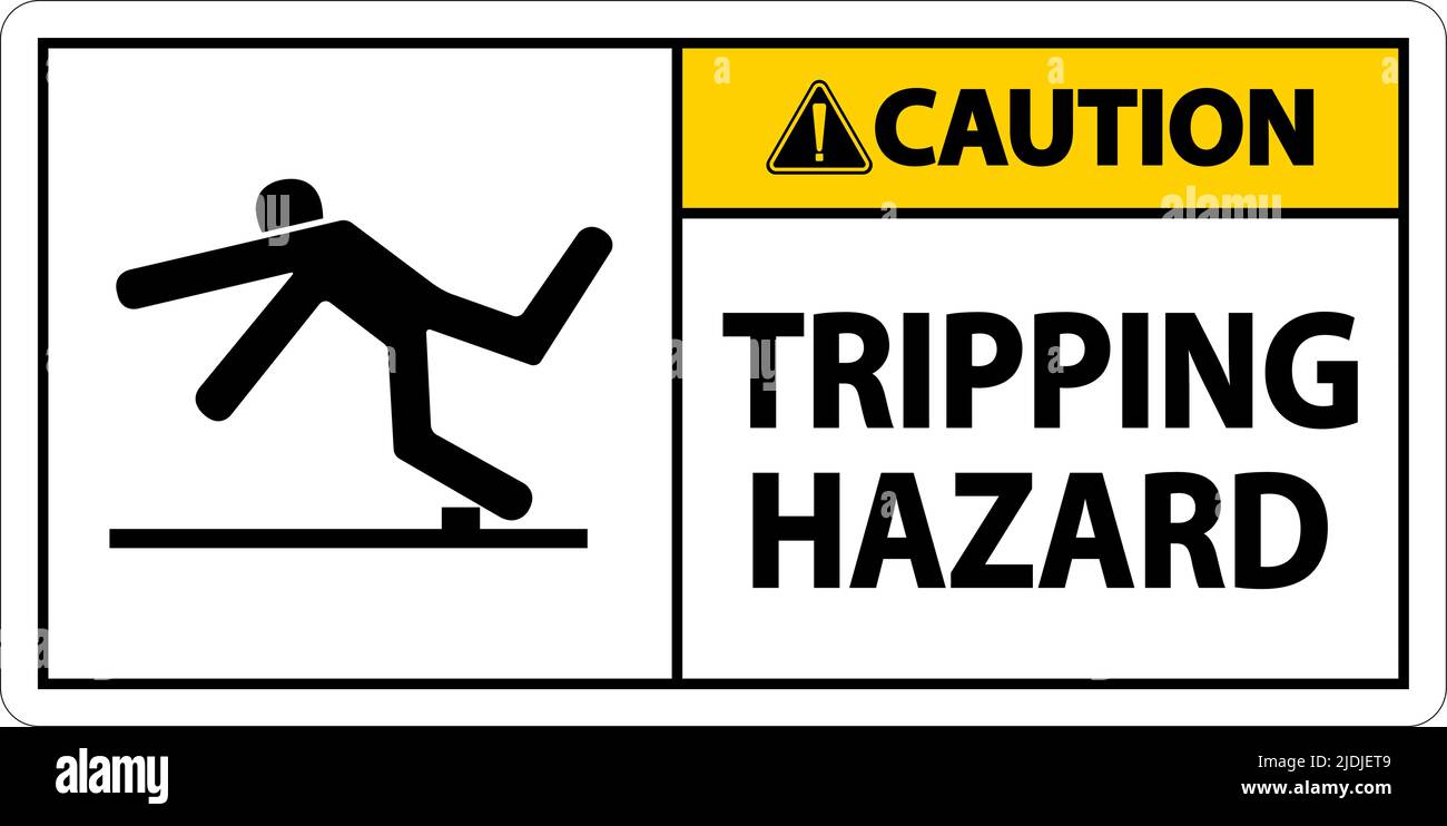 Caution Tripping Hazard Sign On White Background Stock Vector Image