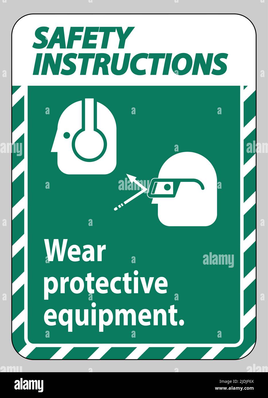 Safety Instructions Sign Wear Protective Equipment with goggles and glasses graphics Stock