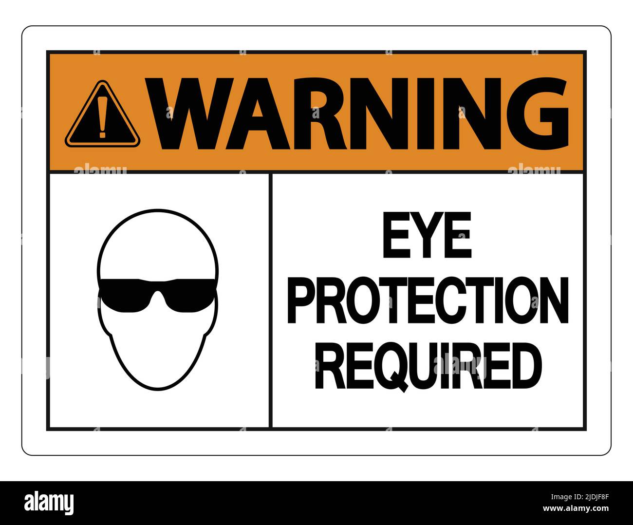 Warning Eye Protection Required Wall Sign on white background,vector
