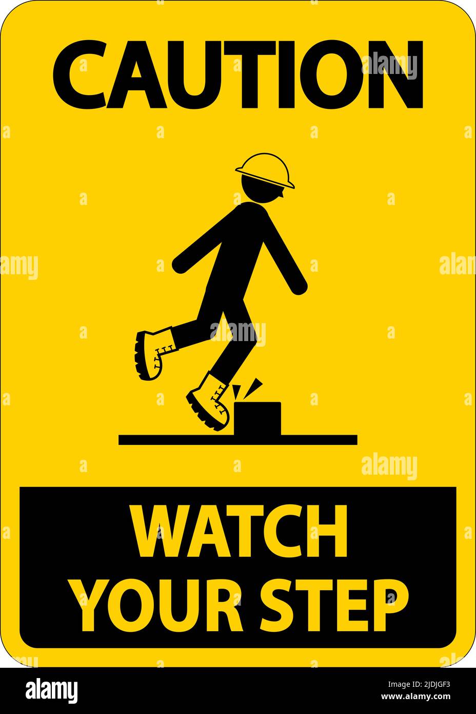 Caution Watch Your Step Sign On White Background Stock Vector Image