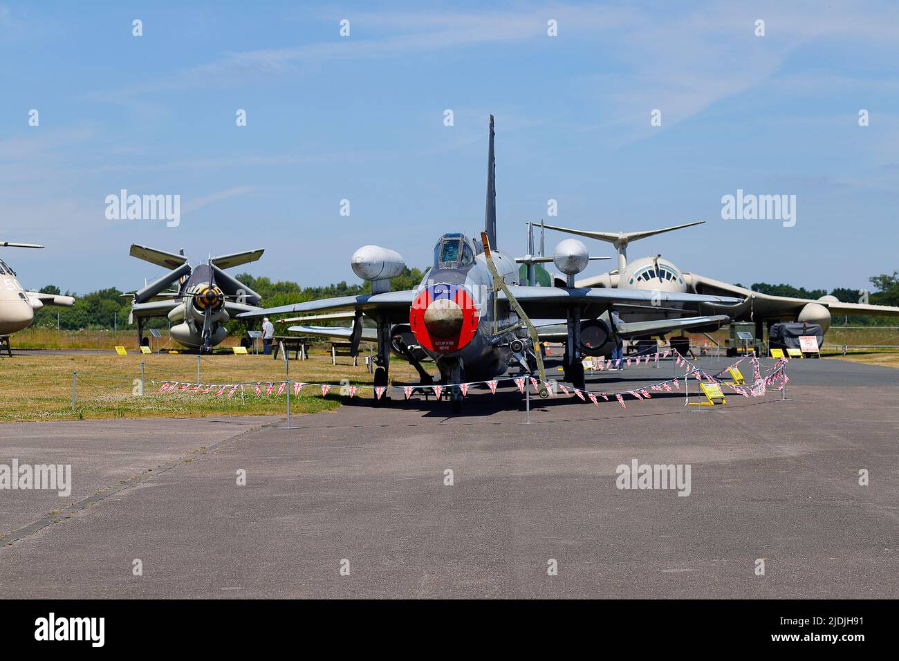 An F6 Electric Lightning pictured with other static aircraft at the Yorkshire Air Museum in Elvington,North Yorkshire,UK Stock Photo