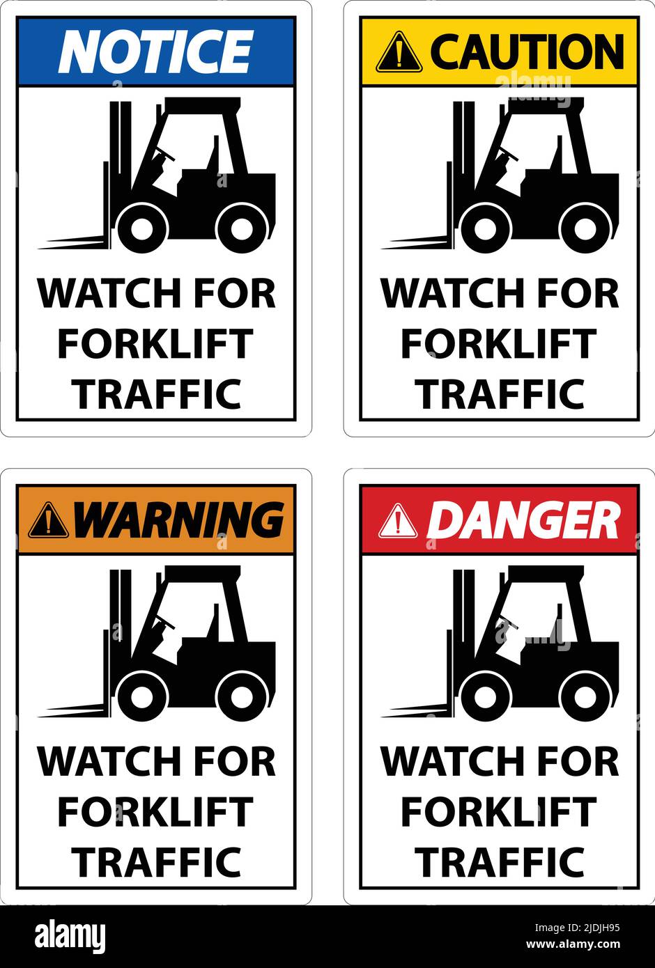 2-Way Watch For Forklift Traffic Sign On White Background Stock Vector ...