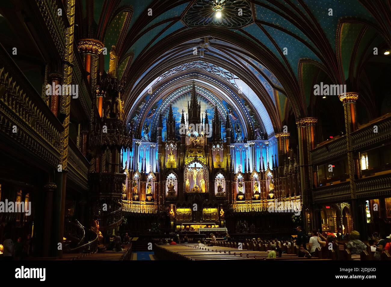 interior, Notre-Dame Basilica (Basilique Notre-Dame de Montréal), Place d'Armes, Montreal, Quebec province, Canada, North America Stock Photo