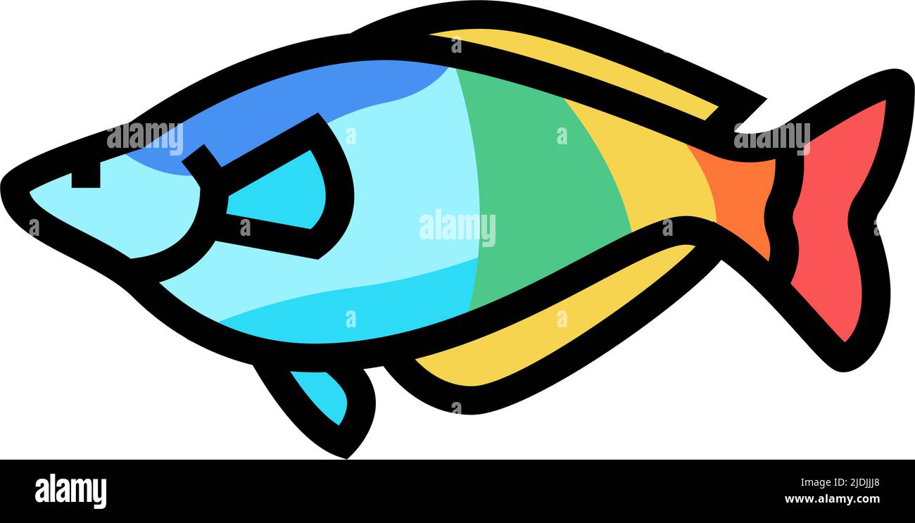 rainbowfish aquarium fish color icon vector illustration Stock Vector