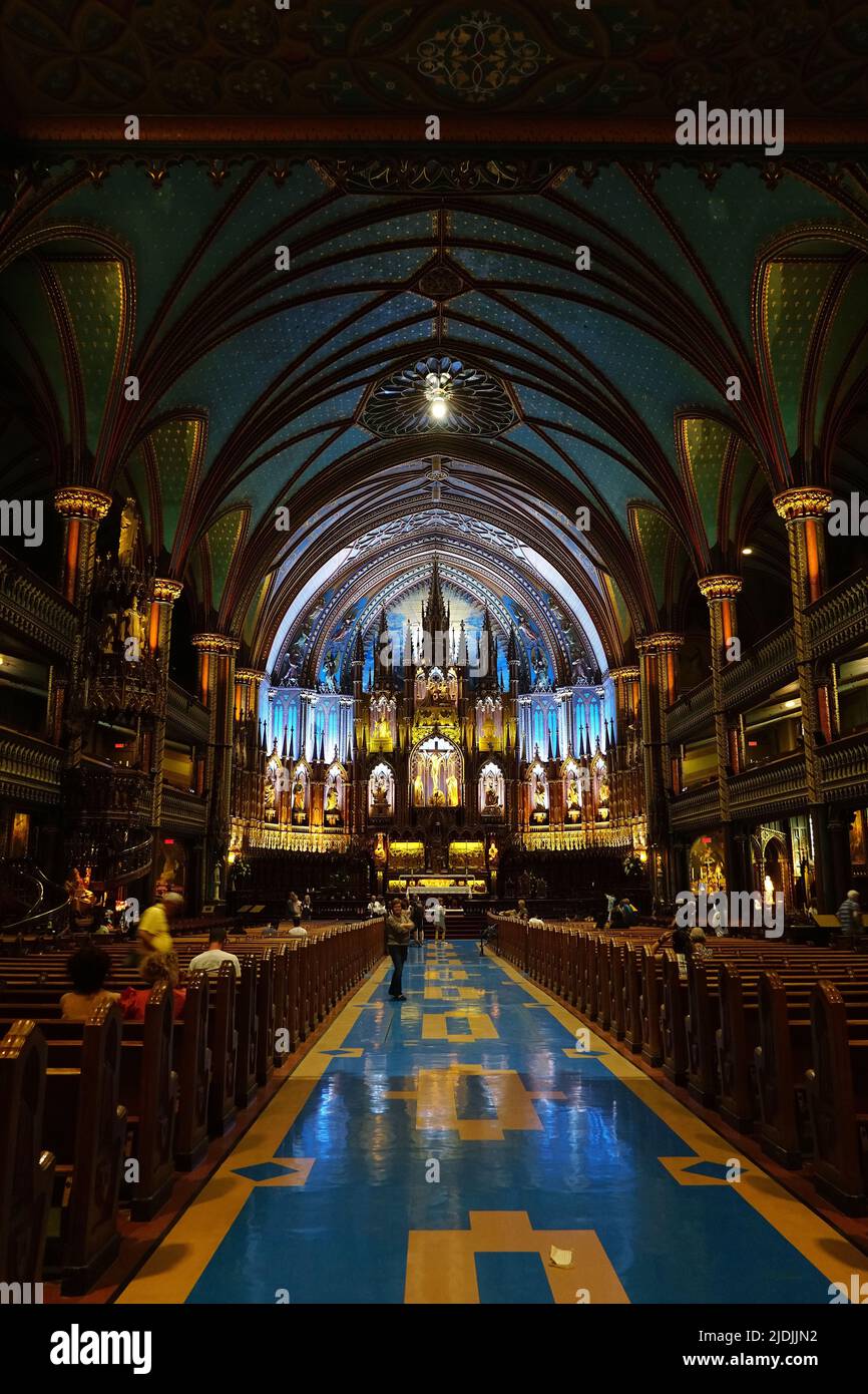 interior, Notre-Dame Basilica (Basilique Notre-Dame de Montréal), Place d'Armes, Montreal, Quebec province, Canada, North America Stock Photo