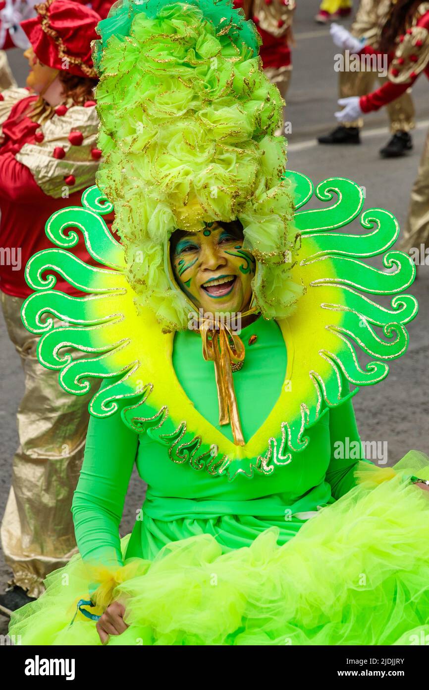 The Platinum Jubilee Pageant proceeds along Whitehall on the fourth and