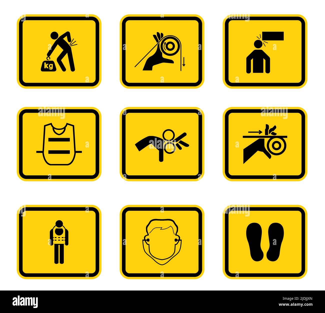 Warning Hazard Symbols labels Sign Isolated on White Background,Vector