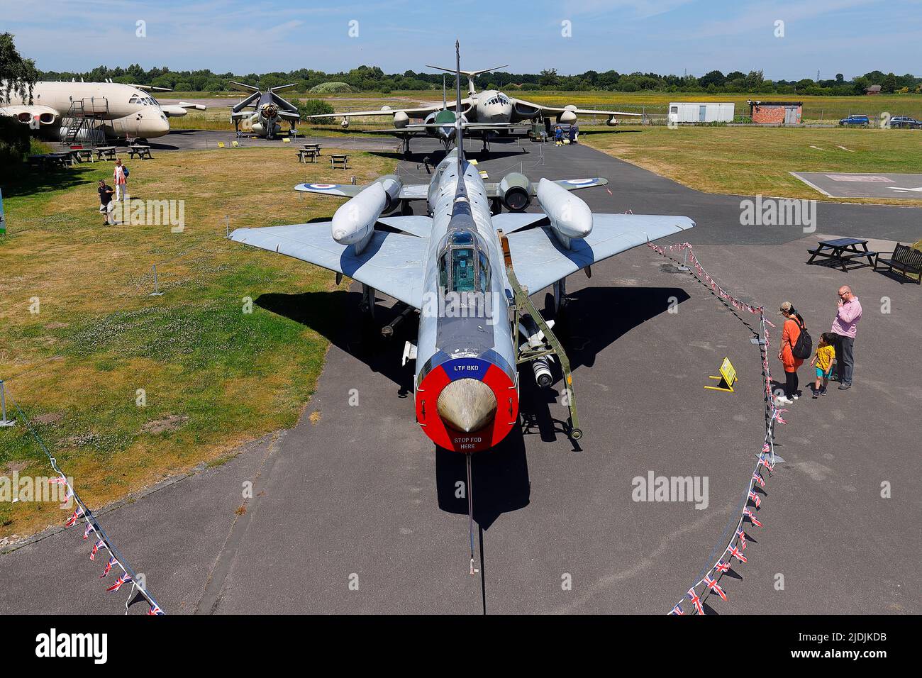 An F6 Electric Lightning pictured with other static aircraft at the Yorkshire Air Museum in Elvington,North Yorkshire,UK Stock Photo