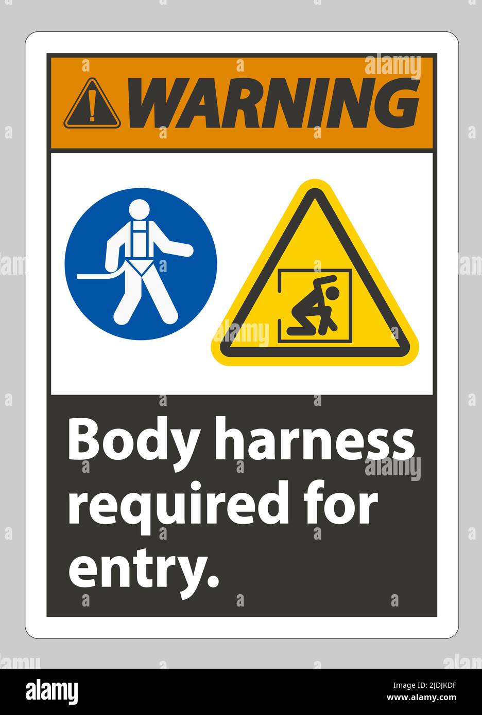 Warning Sign Body Harness Required For Entry Stock Vector Image & Art