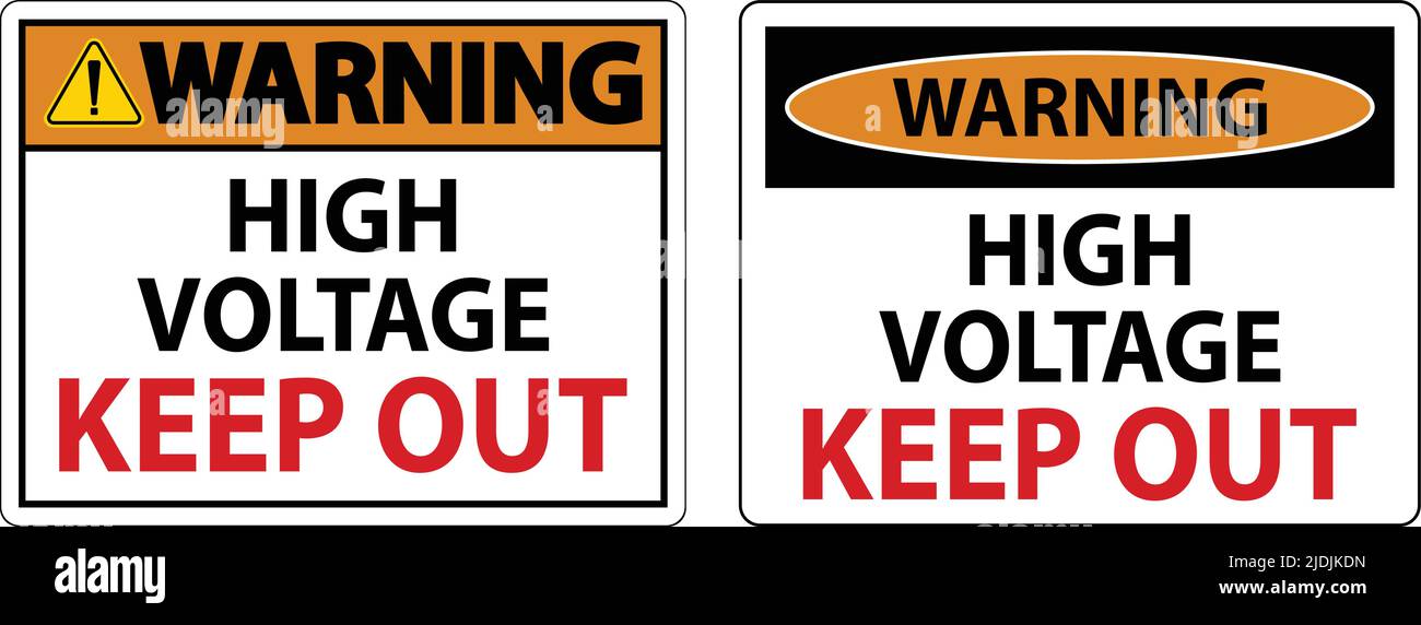 Warning High Voltage Keep Out Sign On White Background Stock Vector