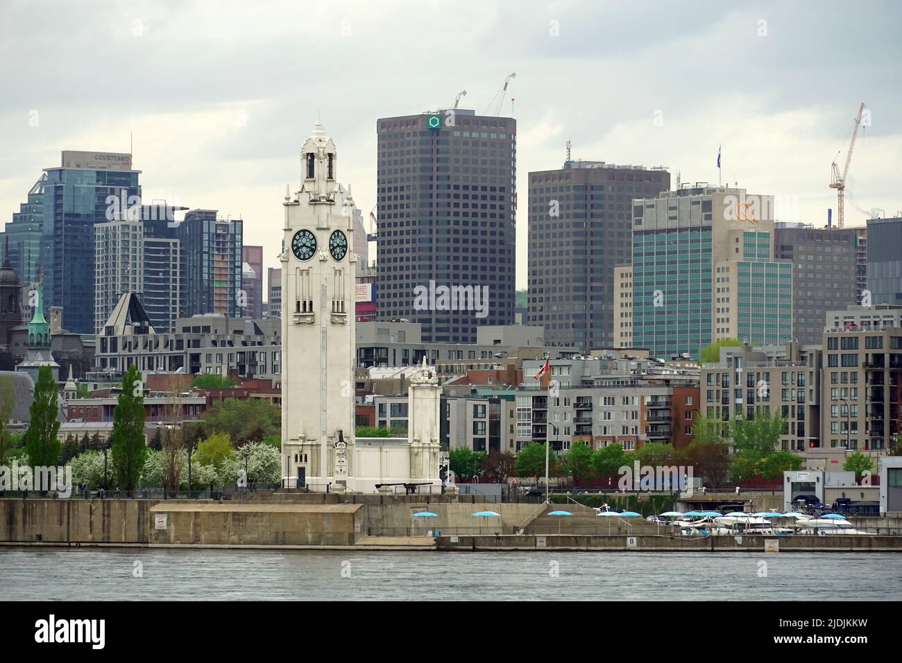 clock tower, panoramic view, downtown, Montreal, Quebec province, Canada, North America Stock Photo