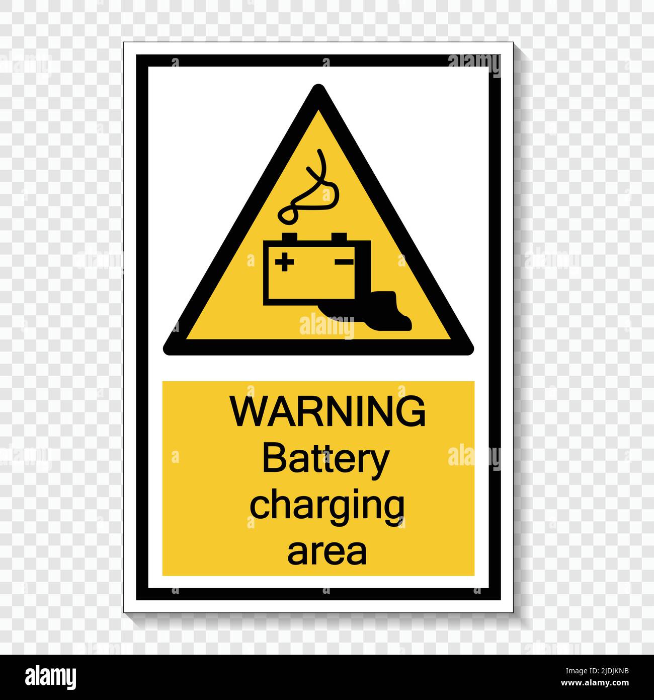 symbol warning battery charging area Sign label on transparent