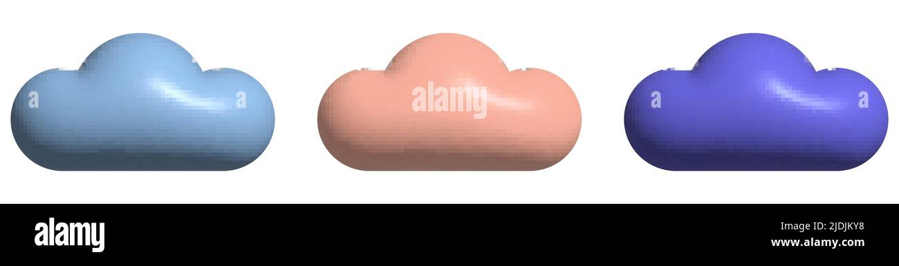 Set of 3d color clouds icons. Weather symbol. Vector illustration Stock Vector