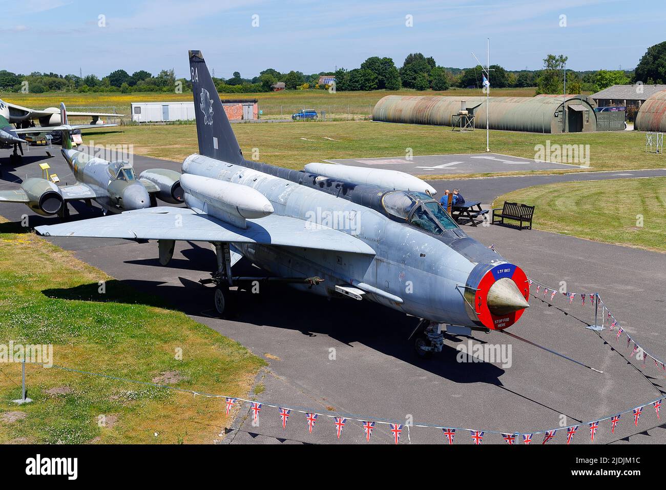 An F6 Electric Lightning pictured with other static aircraft at the Yorkshire Air Museum in Elvington,North Yorkshire,UK Stock Photo