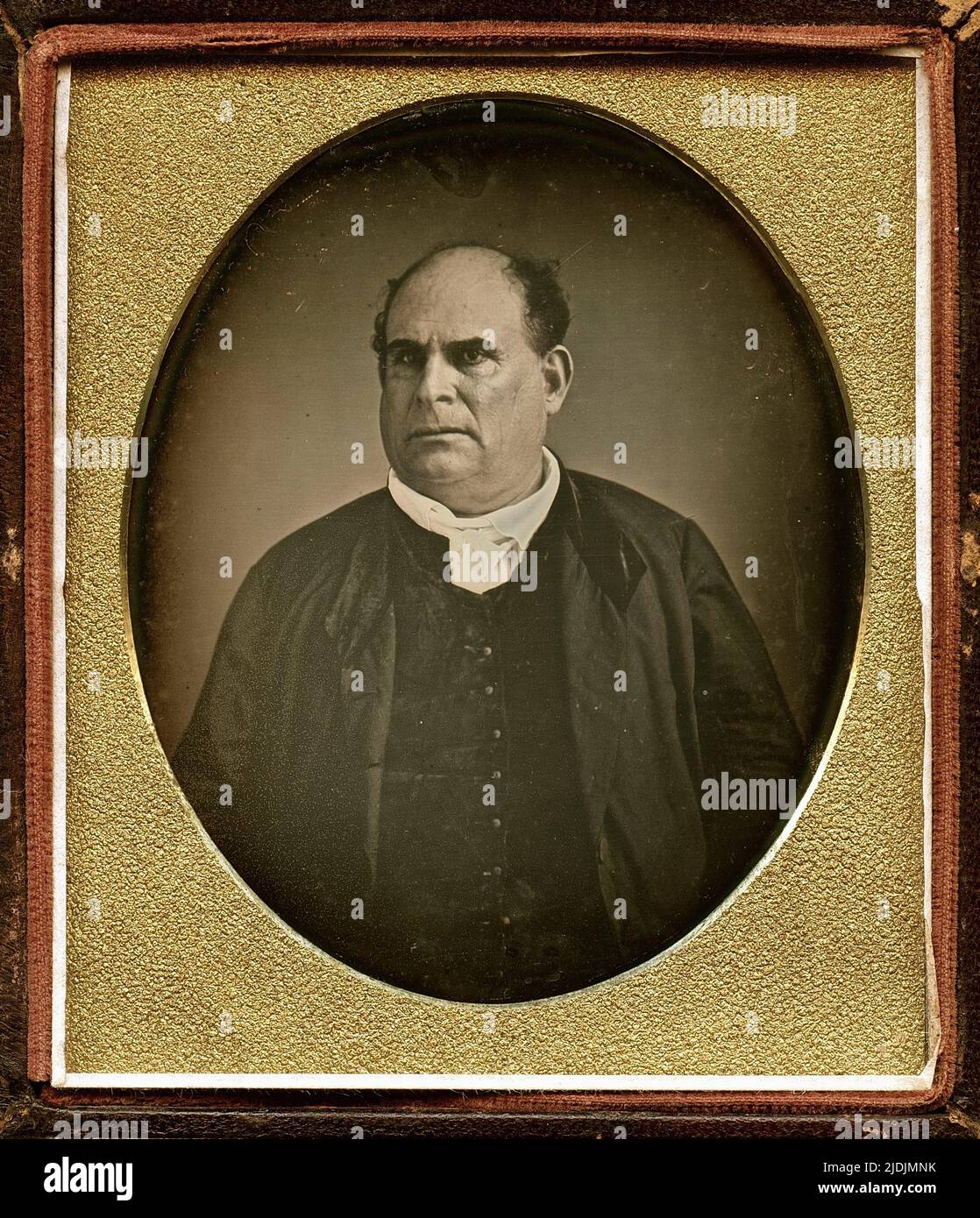Daguerreotype portrait of a man dressed in clerical clothing, circa 1845. Stock Photo