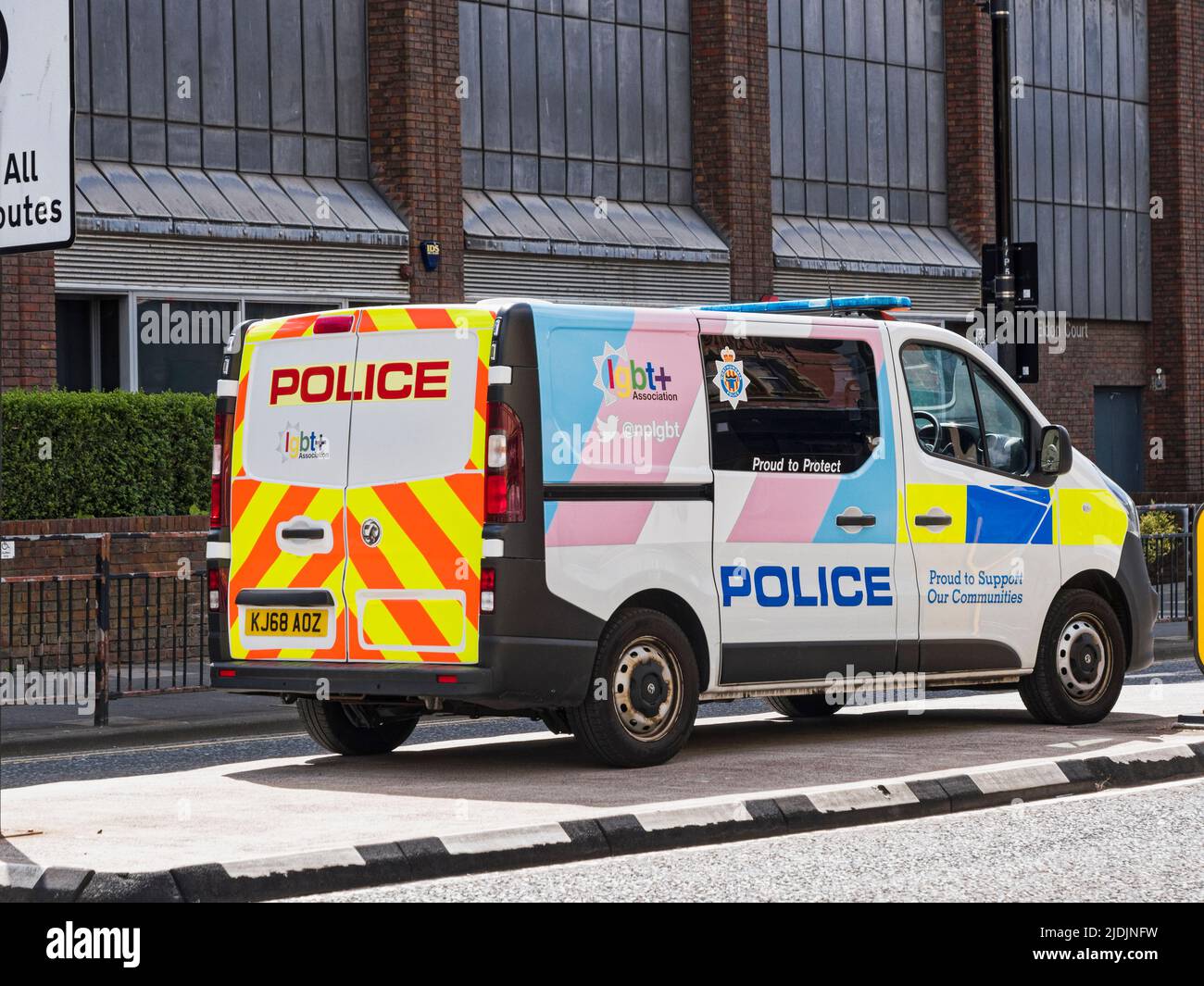 Police vehicle with lgbt livery Stock Photo