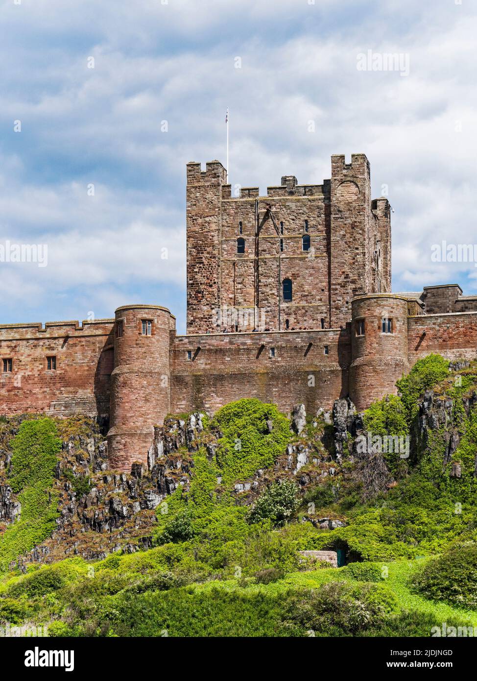 Exterior of Bamburgh Castle in Northumberland, UK Stock Photo