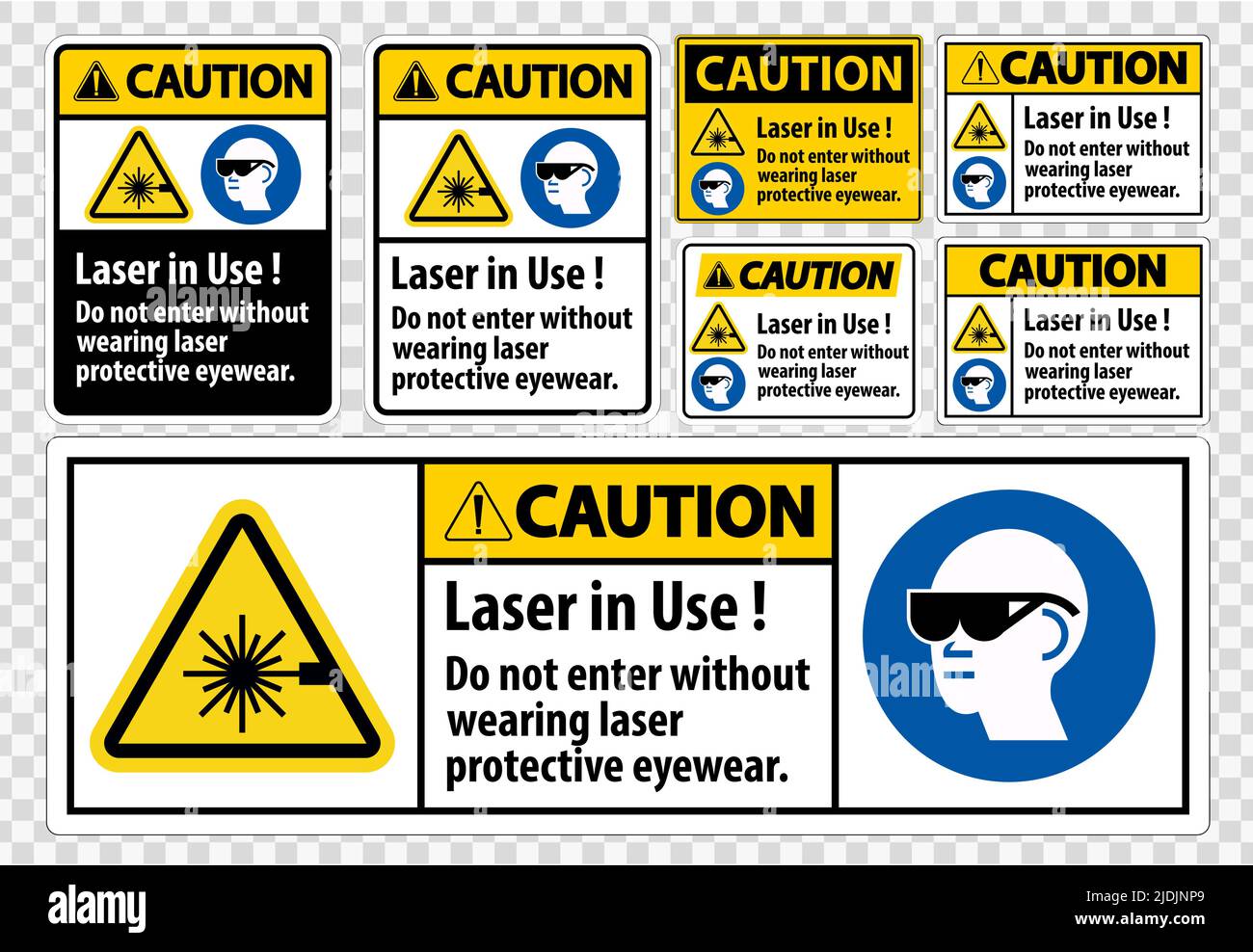 Caution PPE Safety Label,Laser In Use Do Not Enter Without Wearing