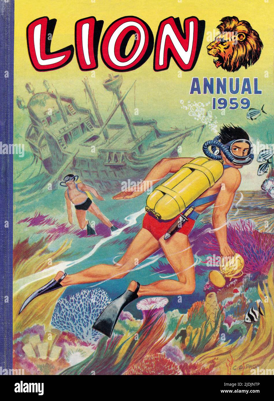 Vintage front cover of the 1959 Lion Annual. Stock Photo