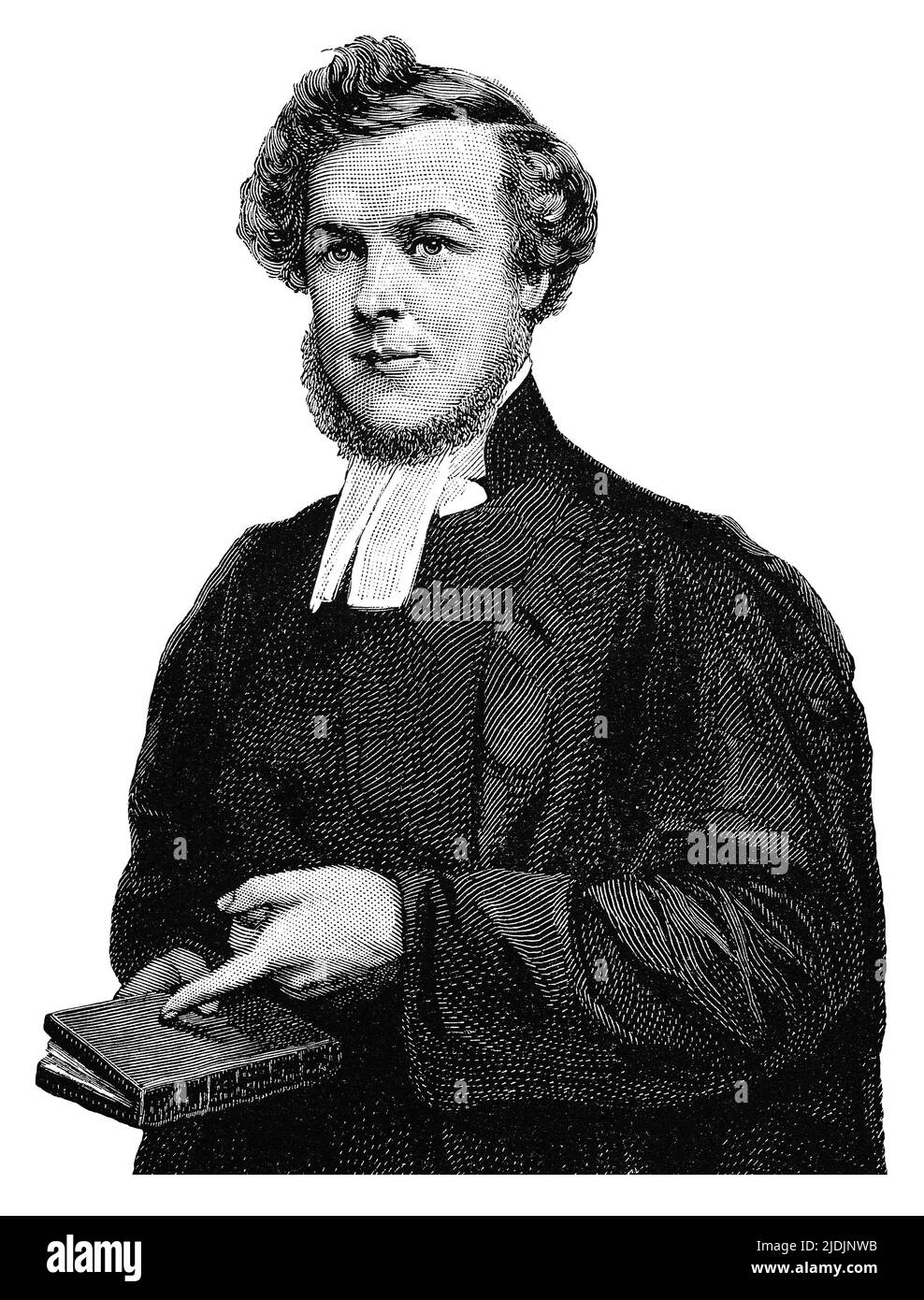 Vintage 1895 engraving of James Fleming, Church of England clergyman, at the age of 30 in 1860. Stock Photo