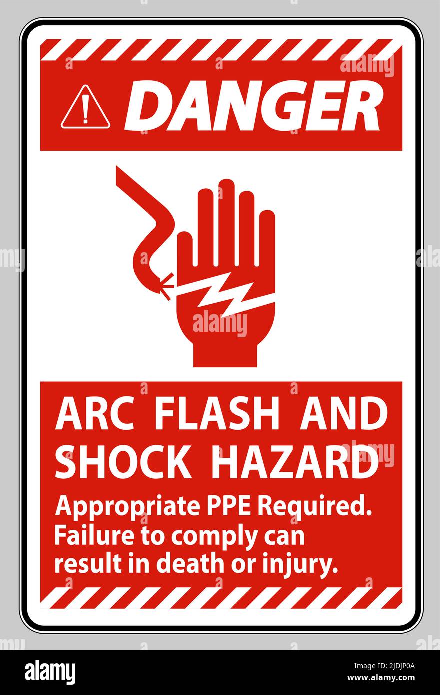 Danger Sign Arc Flash And Shock Hazard Appropriate PPE Required Stock ...
