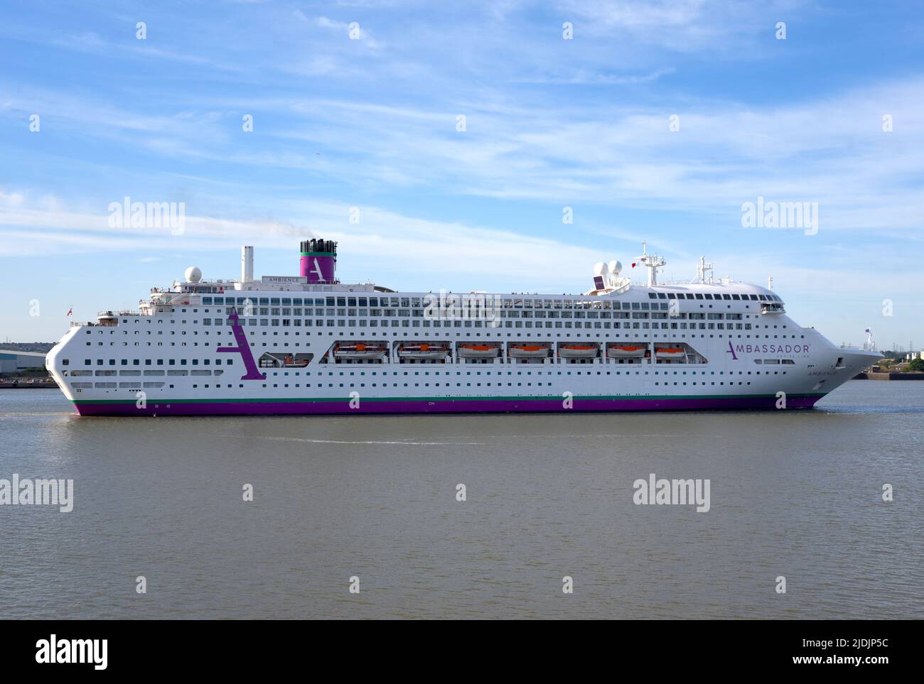 21/06/2022 Tilbury UK Cruise ship Ambience sails from London