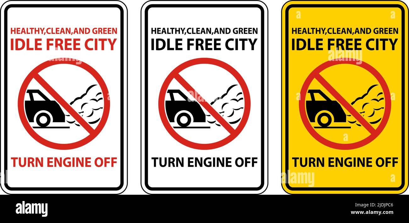 Idle Free City Turn Off Engine Sign On White Background Stock Vector