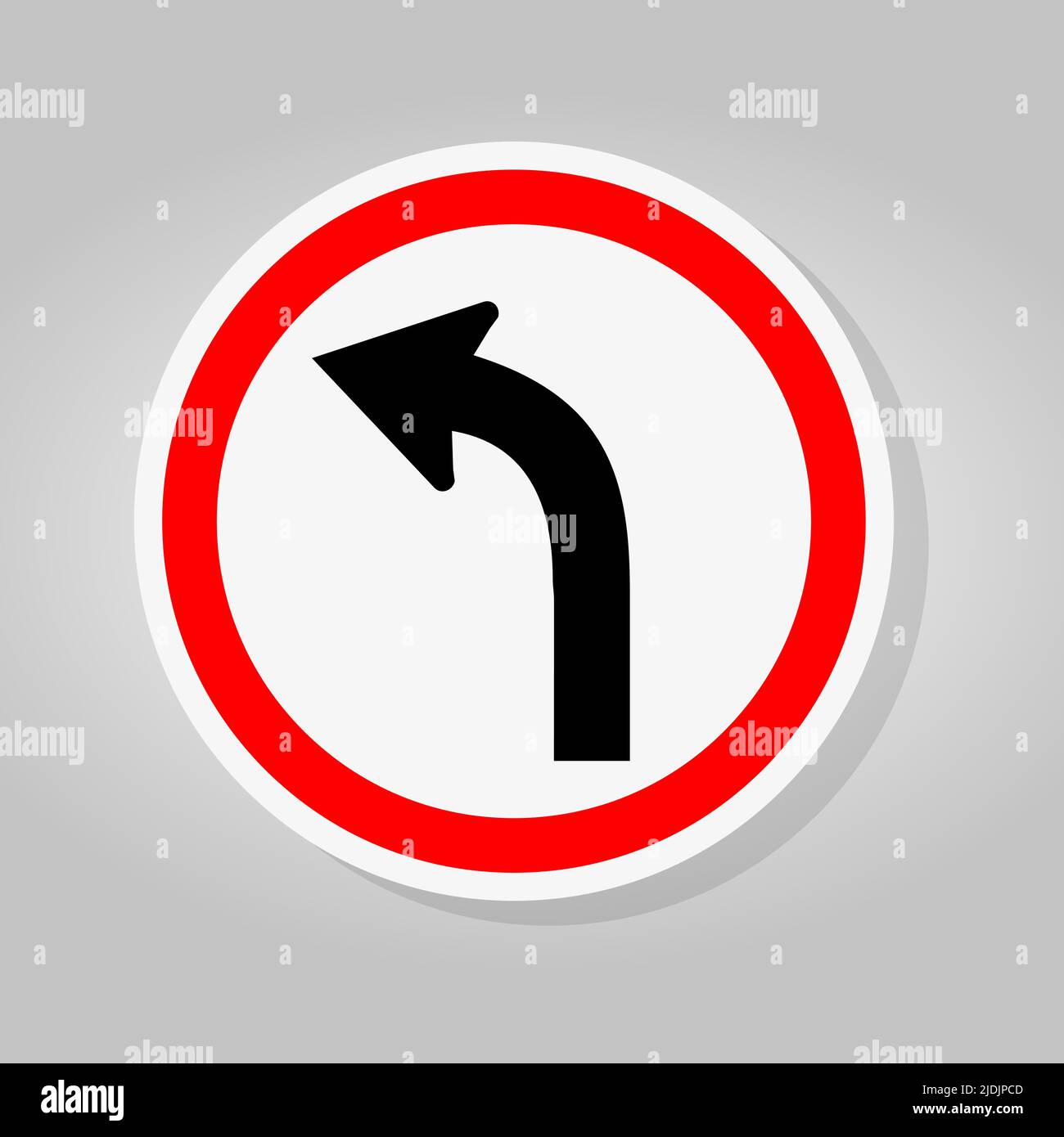 Curve Left  Traffic Road Sign Isolate On White Background,Vector Illustration Stock Vector