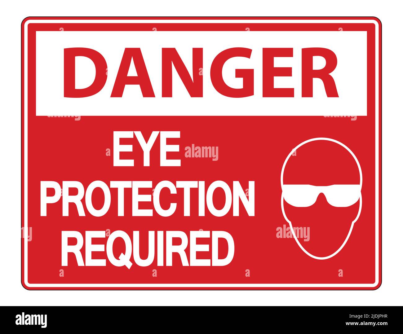 Danger Eye Protection Required Wall Sign on white background,vector